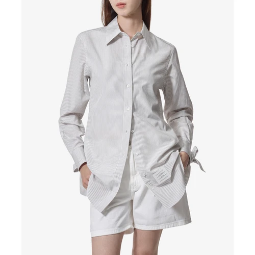 톰 브라운 타이 렝스 보우 커프 실크 셔츠 미디엄그레이