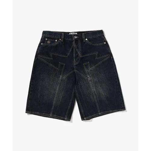 베이프 스타 패치 13oz 릴렉스드 핏 데님 쇼츠 M 인디고