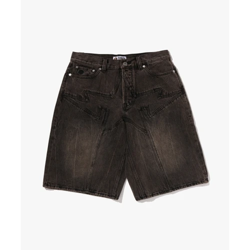 베이프 스타 패치 13oz 릴렉스드 핏 데님 쇼츠 M 베이지