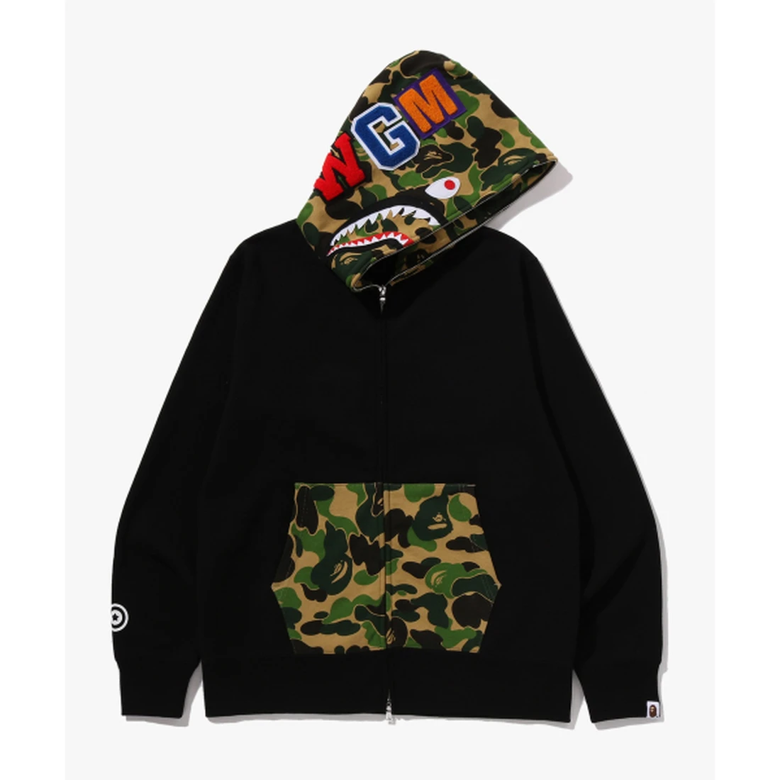 베이프 ABC 카모 샤크 풀 집 후드 M 블랙 001ZPM301301BLK