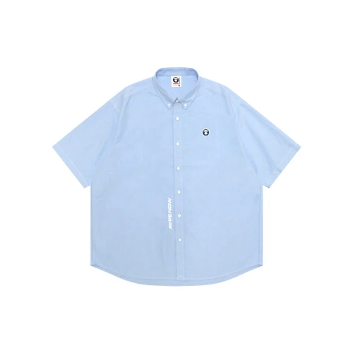 에이프 AAPE NOW 문페이스 숏 슬리브 셔츠 스카이블루
