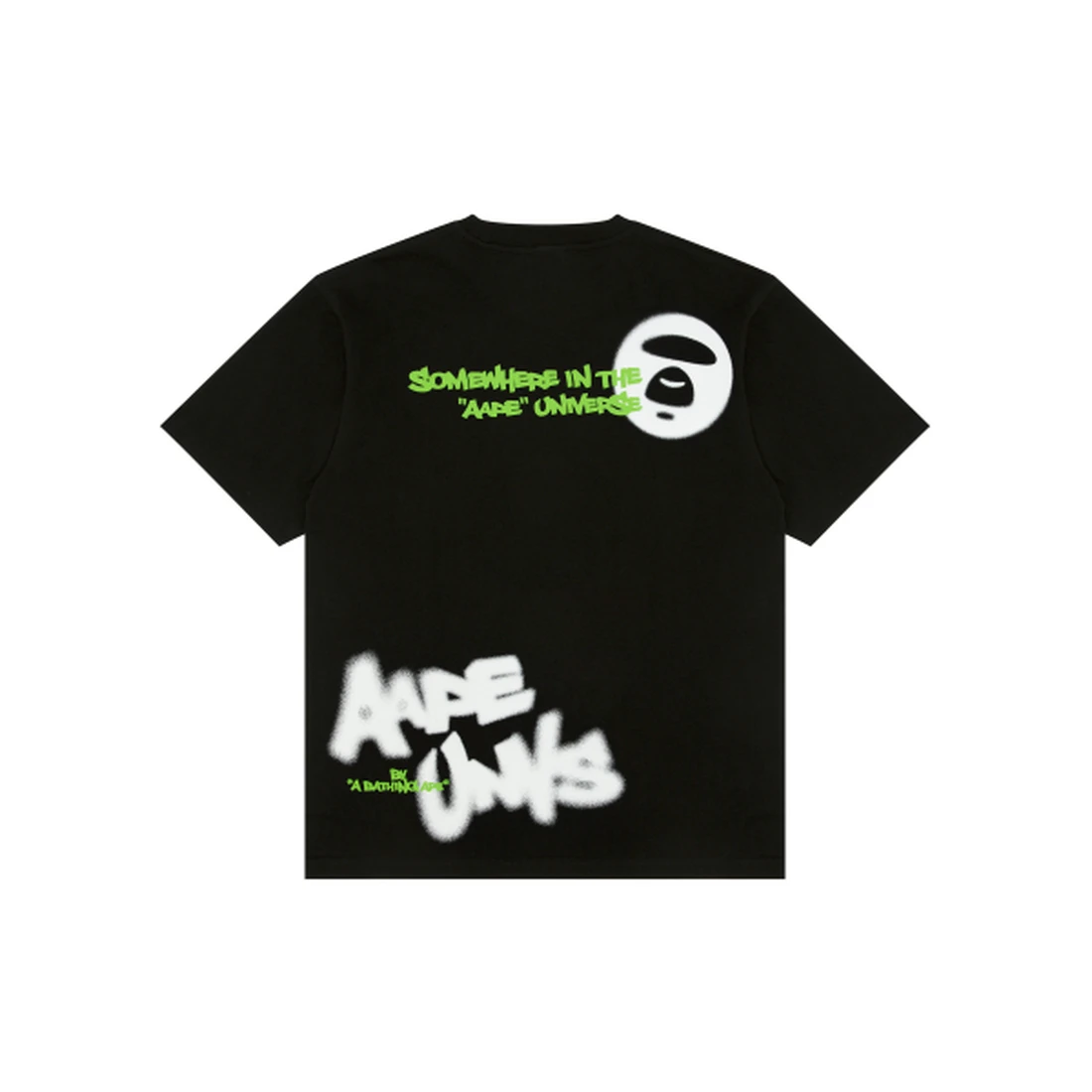 에이프 AAPEUNVS 문페이스 그래픽 티셔츠 블랙 AAPTEM1888XXQBKX