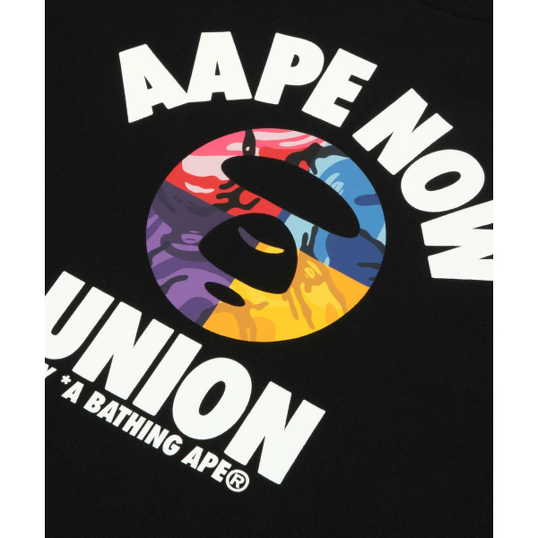 에이프 AAPENOW 문페이스 티셔츠 블랙 AAPTEM1837XXQBKX
