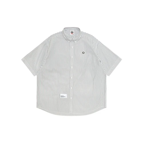 에이프 AAPE NOW 문페이스 숏 슬리브 셔츠 화이트