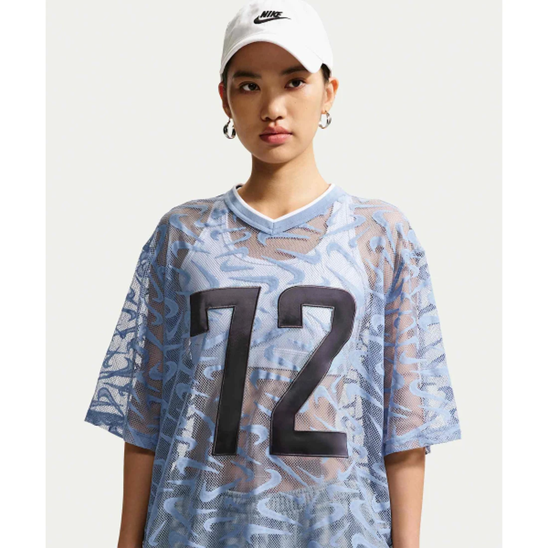 나이키 스포츠웨어 칠 레이스 오버사이즈 저지 W 워크 블루 그리드아이언 화이트 IM8388-486