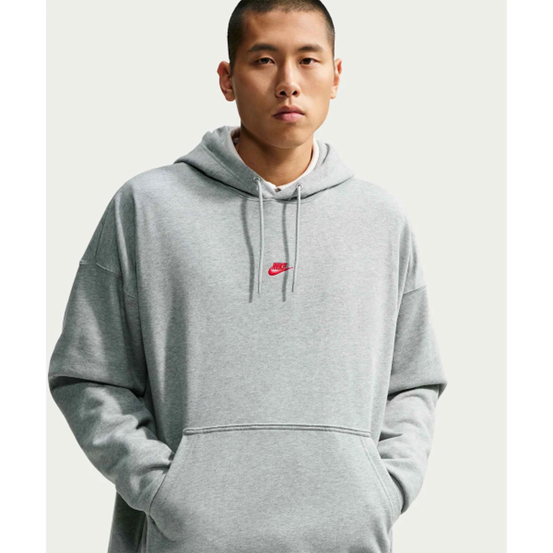 나이키 스포츠웨어 클럽 오버사이즈 프렌치 테리 풀오버 후디 M 다크 그레이 헤더 라이트 스모크 그레이 유니버시티 레드 IF0746-064