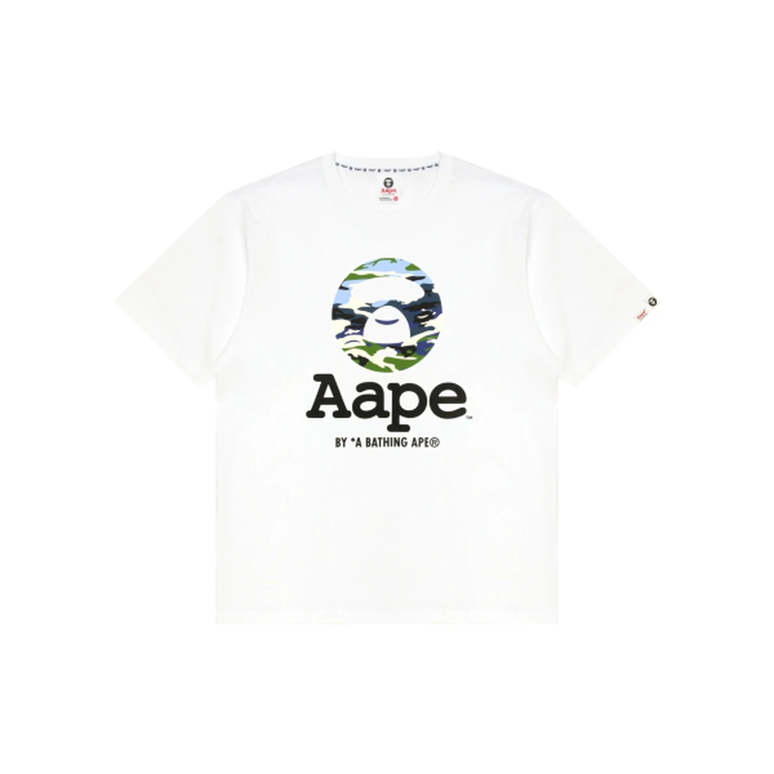 에이프 문페이스 카모 로고 티셔츠 화이트 AAPTEM1834XXQWHX