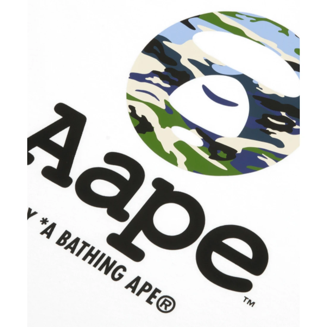 에이프 문페이스 카모 로고 티셔츠 화이트 AAPTEM1834XXQWHX