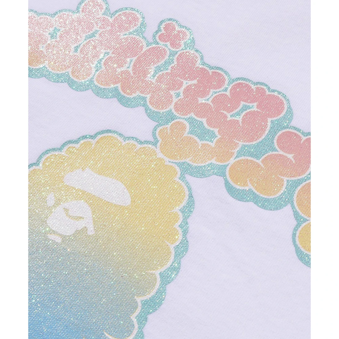 베이프 글리터 클라우디 로고 티셔츠 W 화이트 001TEM302062LWHT