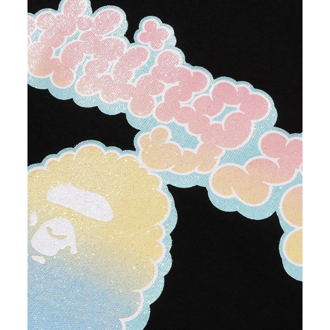 베이프 글리터 클라우디 로고 티셔츠 W 블랙 001TEM302062LBLK