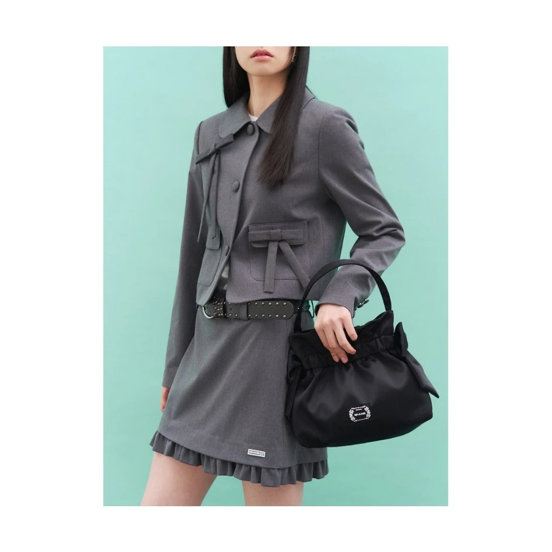 민주킴 라운드넥 크롭 재킷 (셋업) 그레이 356811SX13