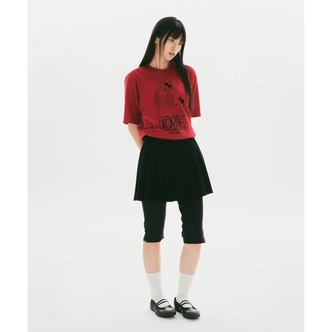 스파오 x 산리오 x 이토 준지 반팔 티셔츠 레드 SPRLG49U04