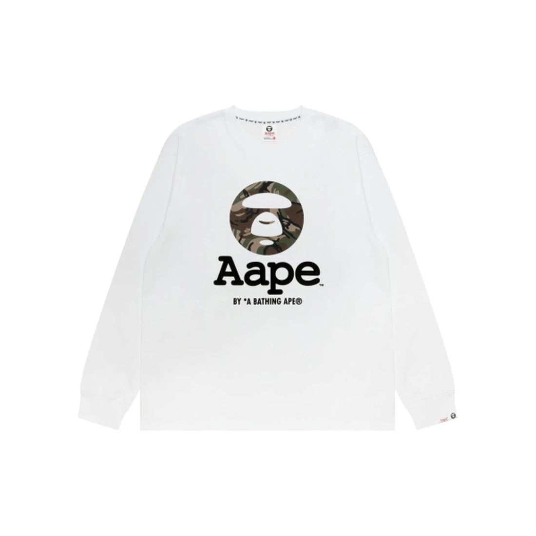 에이프 AAPEUNVS Moonface 롱슬리브 티셔츠 화이트 AAPLTM1972XXRWHX