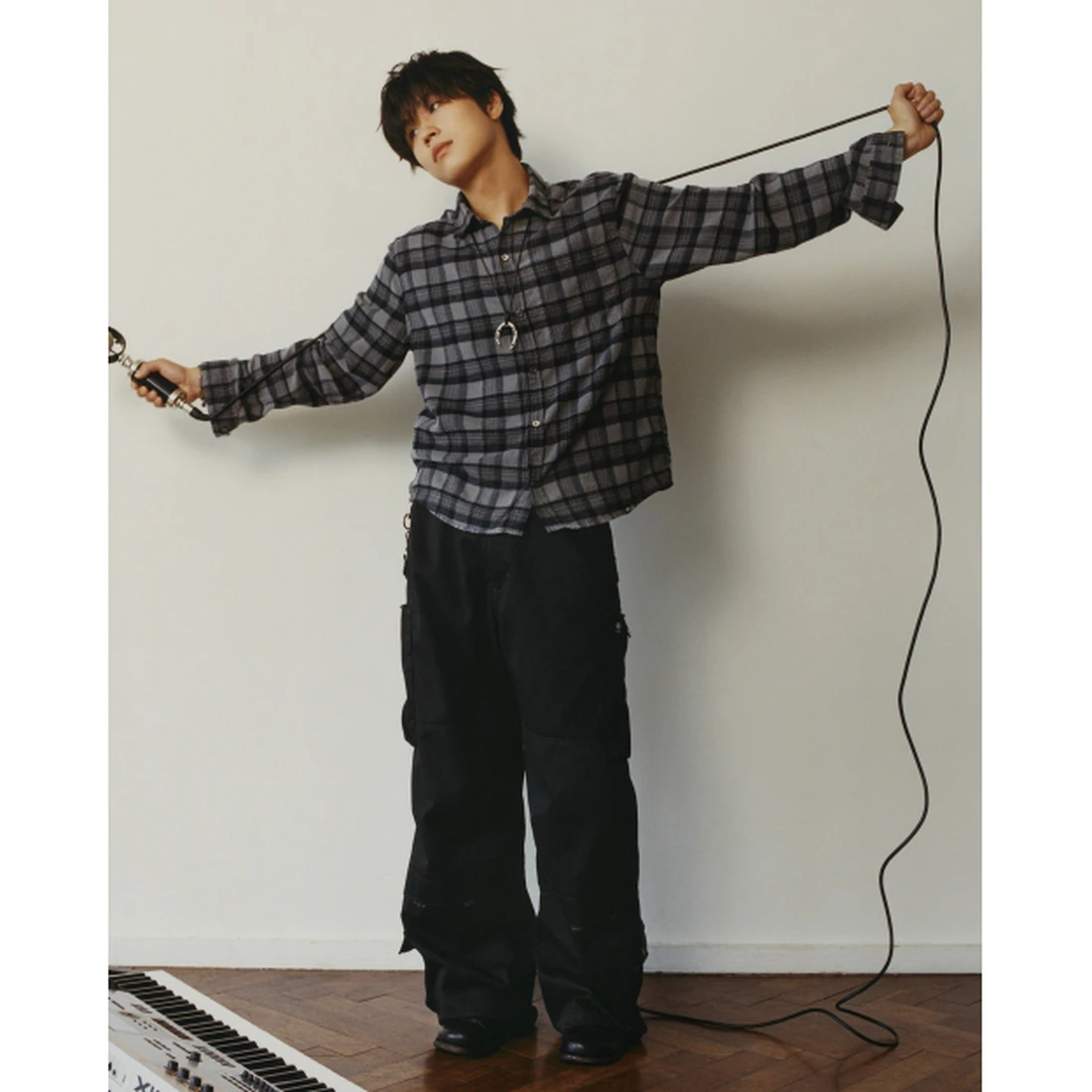 해칭룸 x 디키즈 레귤러 셔츠 옴브레 체크 차콜 HCRDKSH03CHA