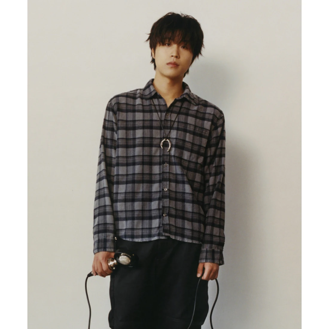 해칭룸 x 디키즈 레귤러 셔츠 옴브레 체크 차콜 HCRDKSH03CHA 이미지 2