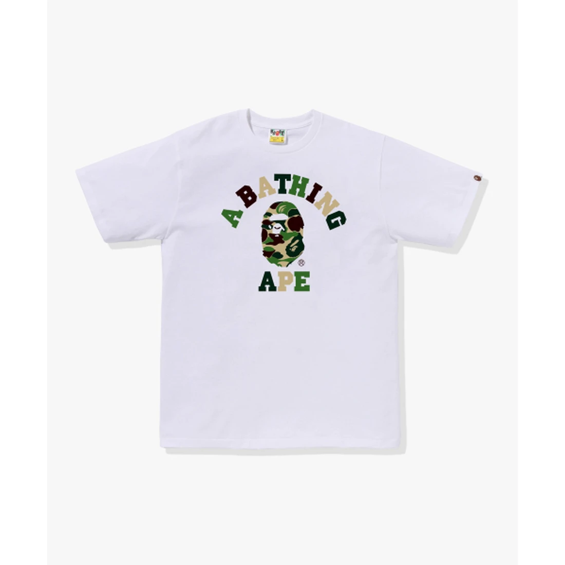 베이프 ABC 카모 콜리지 티셔츠 M 화이트 / 그린 001TEM801005MWH0