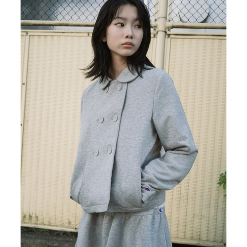 오헤시오 x 챔피온 라운드 카라 더블 버튼 자켓 멜란지 그레이