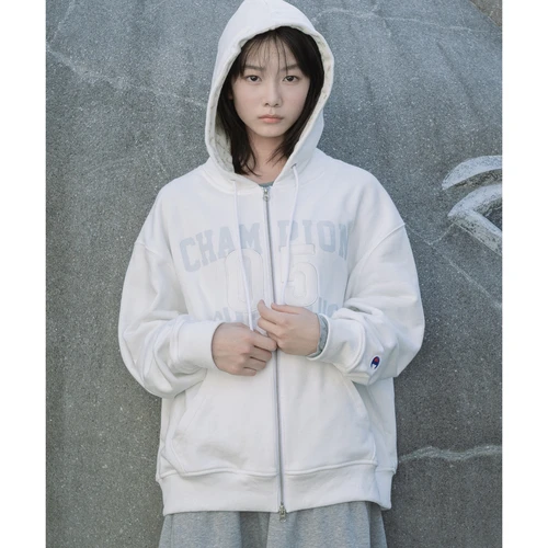 오헤시오 x 챔피온 패치 후드 집업 화이트