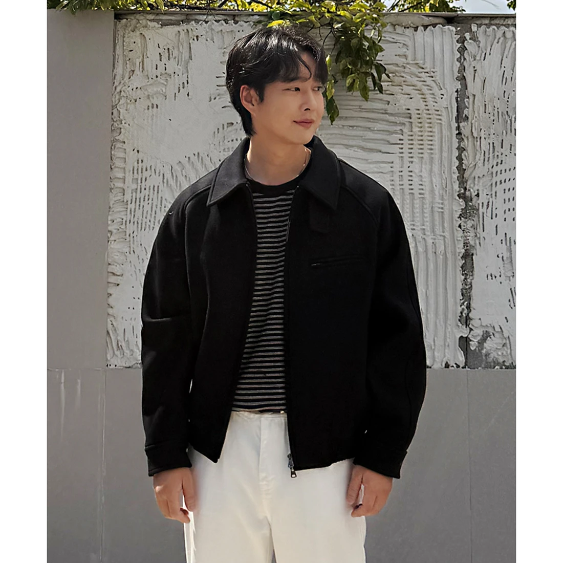 오정규 x 커스텀어클락 울 2-WAY 블루종 자켓 블랙 COOSJK045BLACK
