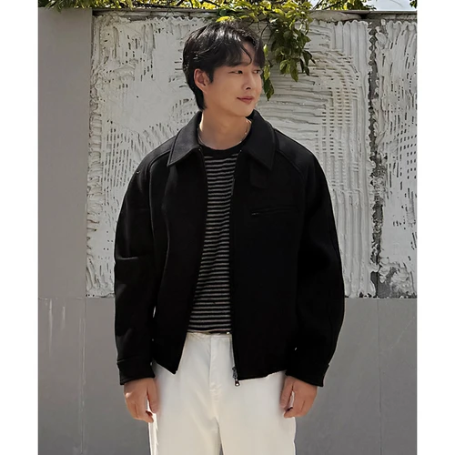 오정규 x 커스텀어클락 울 2-WAY 블루종 자켓 블랙