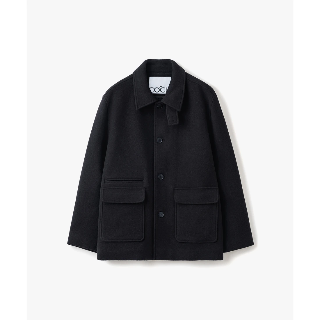 오정규 x 커스텀어클락 울 세미 오버핏 하프 코트 블랙 COOSCT027BLACK 이미지 2