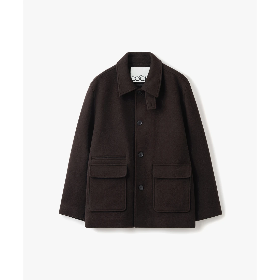 오정규 x 커스텀어클락 울 세미 오버핏 하프 코트 브라운 COOSCT027BROWN 이미지 2