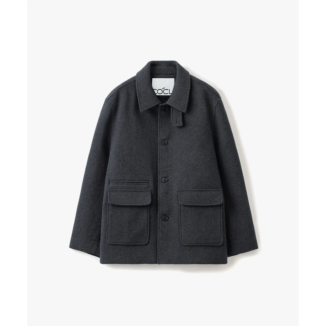 오정규 x 커스텀어클락 울 세미 오버핏 하프 코트 차콜 COOSCT027CHARCOAL 이미지 2