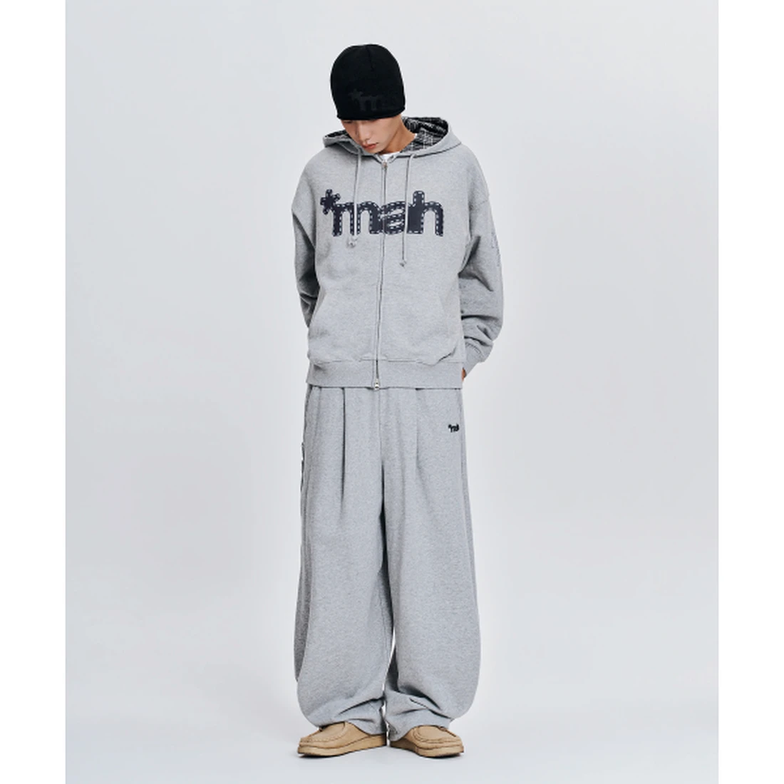 마하그리드 MAH 로고 체크 집업 후디 그레이 MG2GFMM487AGR 이미지 2