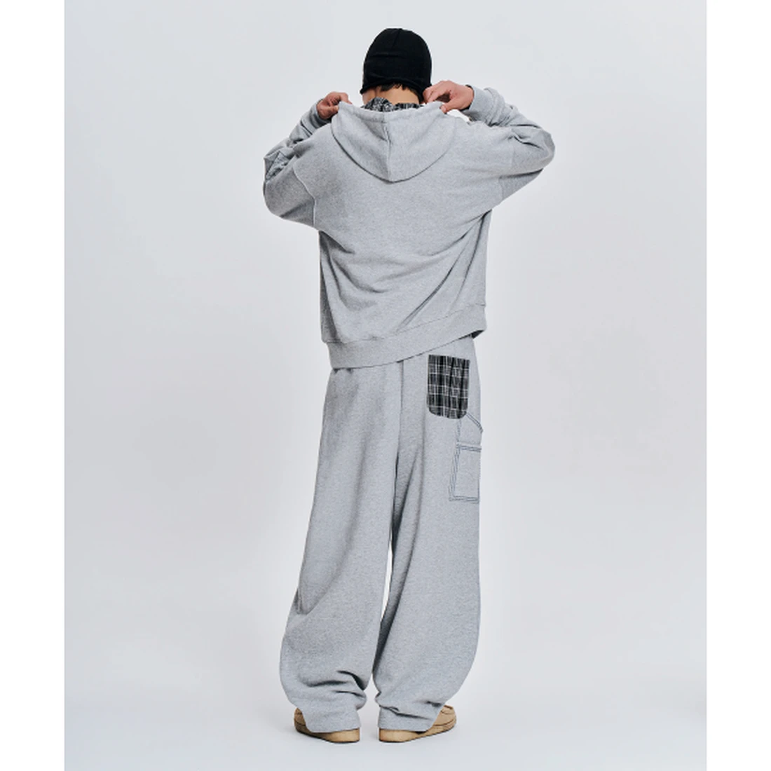 마하그리드 MAH 로고 체크 집업 후디 그레이 MG2GFMM487AGR 이미지 3