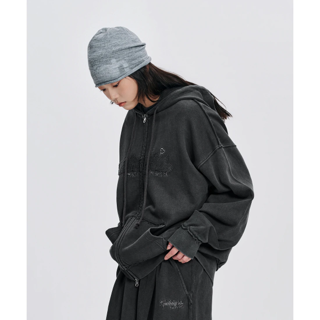마하그리드 MAH 로고 롤 비니 그레이 MG2GFMAB38AGR