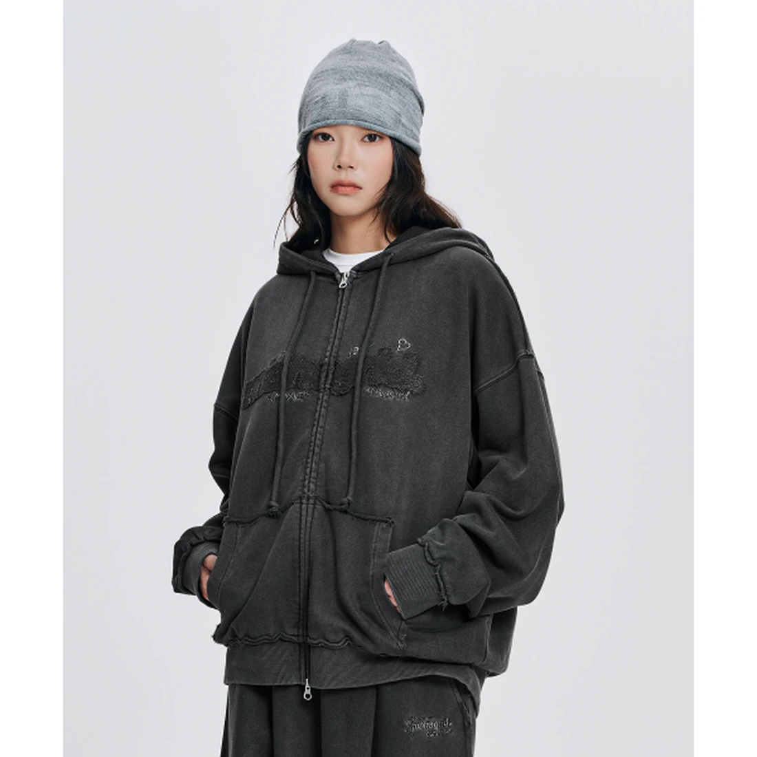 마하그리드 MAH 로고 롤 비니 그레이 MG2GFMAB38AGR 이미지 3