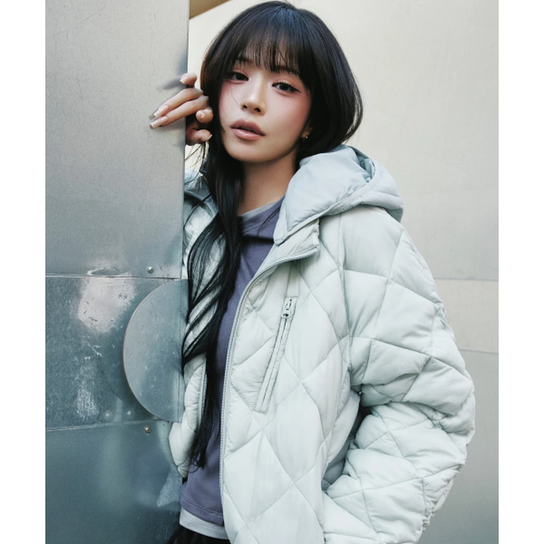미쏘 캐주얼 경량 패딩 네이비 민트 MIWJPGV01C 이미지 2