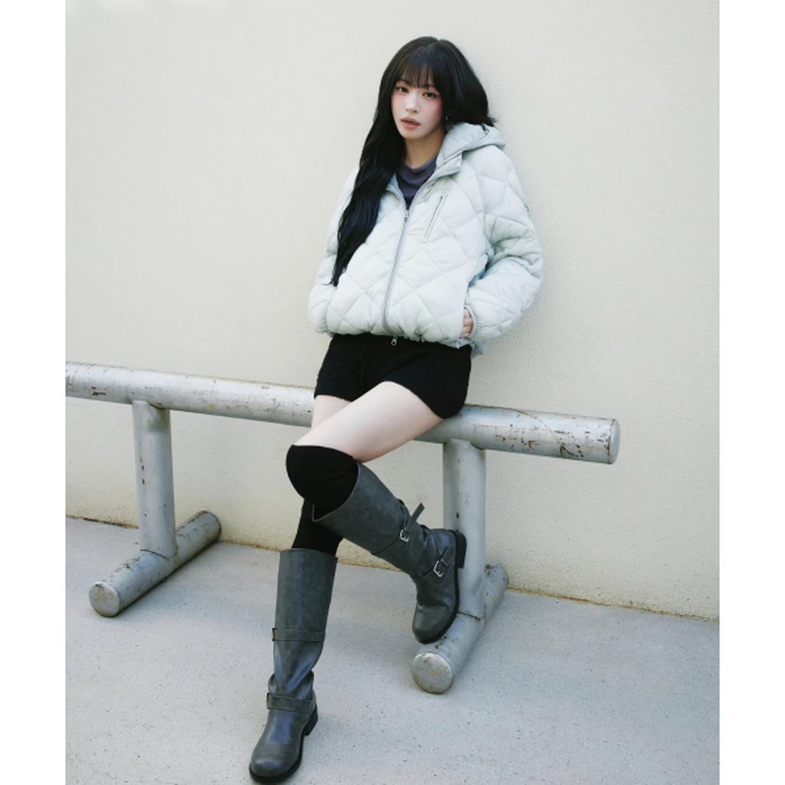 미쏘 캐주얼 경량 패딩 네이비 민트 MIWJPGV01C 이미지 3