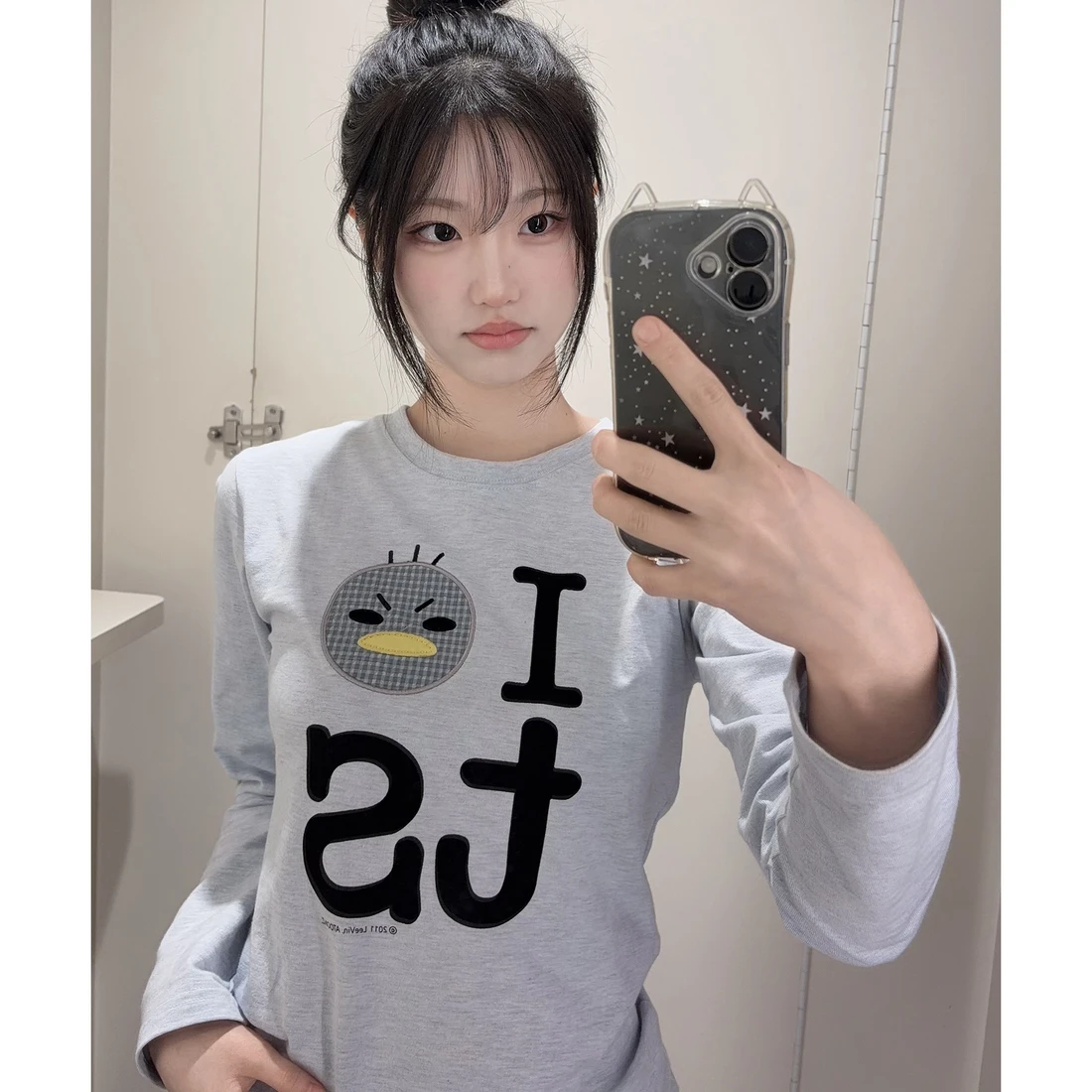 안녕자두야X탄산 꼬꼬 롱슬리브 (스카이블루) T26FCLS12