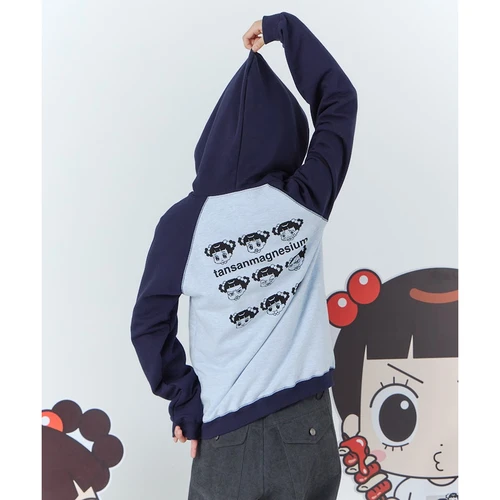 안녕자두야X탄산 픽셀 나그랑 후드집업 (스카이블루/네이비)