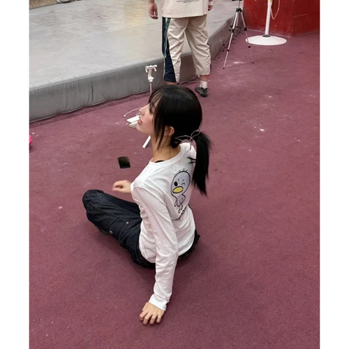 안녕자두야X탄산 윙크 꼬꼬 롱슬리브 (화이트)