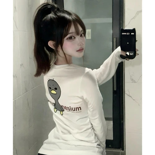 안녕자두야X탄산 앉은 꼬꼬 롱슬리브 (화이트)