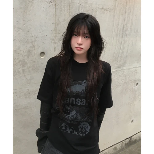안녕자두야X탄산 마운틴 자두 레이어드 롱슬리브 (블랙)