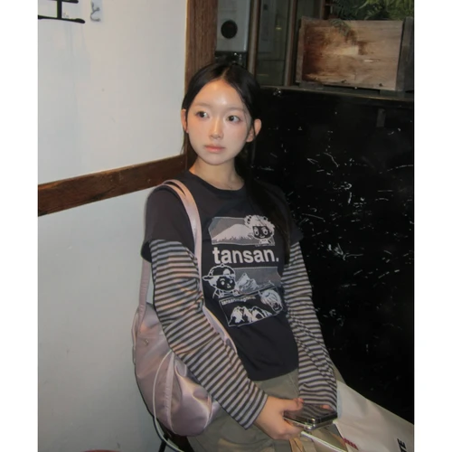 안녕자두야X탄산 마운틴 자두 레이어드 롱슬리브 (네이비)