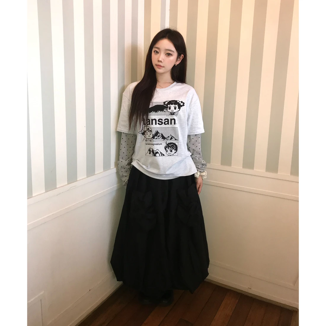 안녕자두야X탄산 마운틴 자두 레이어드 롱슬리브 (스카이블루) T26FCLS06