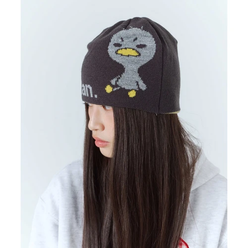 안녕자두야X탄산 앉은 꼬꼬 비니 (블랙)