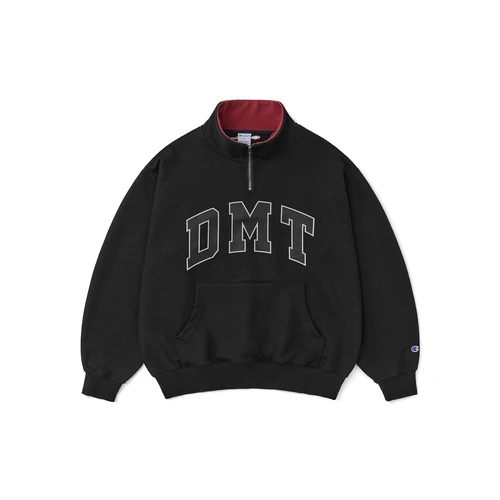 디미토 x 챔피온 DMT 바시티 하프 집 스웨트셔츠 블랙