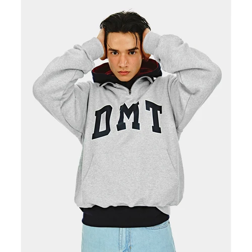 디미토 x 챔피온 DMT 바시티 하프 집 스웨트셔츠 옥스퍼드 그레이