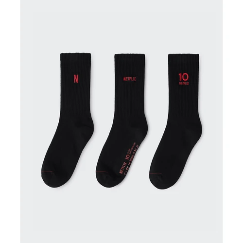 넷플릭스 x 무신사 스탠다드 스케이트 삭스 3팩 블랙