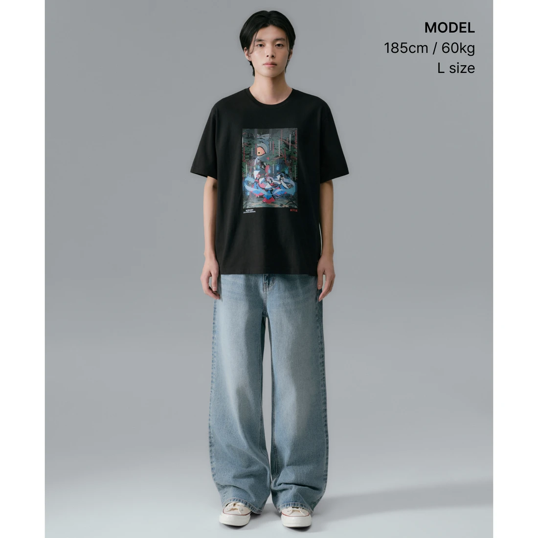 넷플릭스 x 무신사 스탠다드 케이팝 데몬 헌터스 티셔츠 블랙 MMFTSAB85-BK 이미지 2