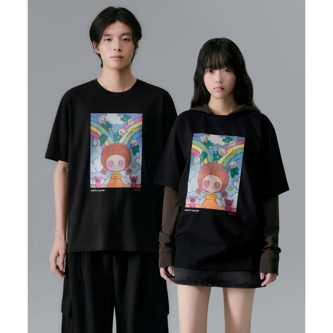 넷플릭스 x 무신사 스탠다드 오징어 게임 티셔츠 블랙 MMFTSAB86-BK
