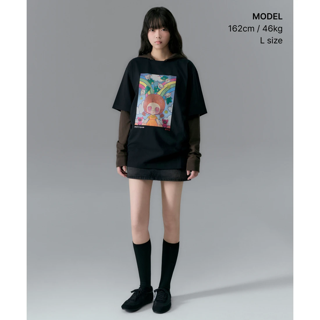 넷플릭스 x 무신사 스탠다드 오징어 게임 티셔츠 블랙 MMFTSAB86-BK 이미지 3