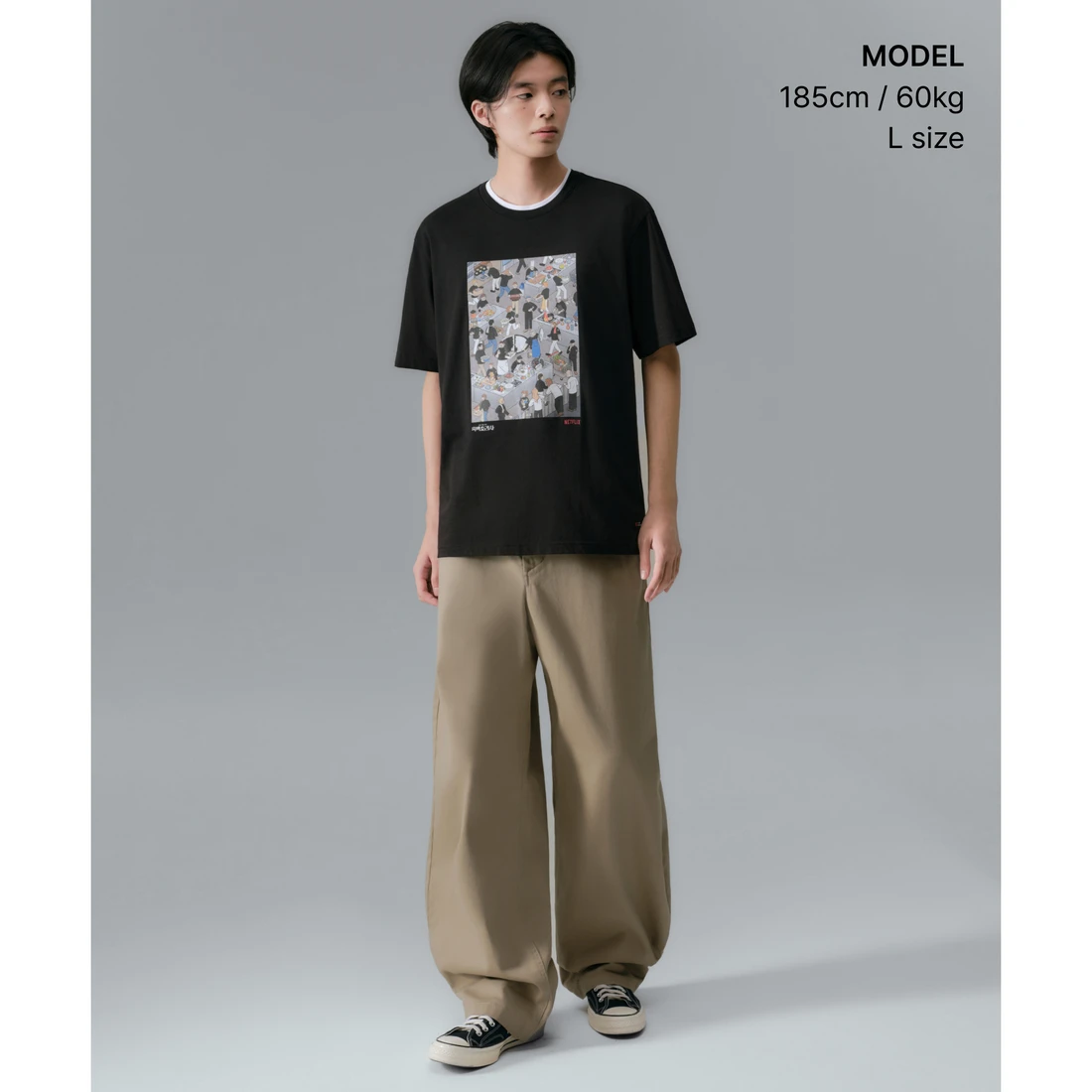 넷플릭스 x 무신사 스탠다드 흑백 요리사 티셔츠 블랙 MMFTSAB81-BK 이미지 2