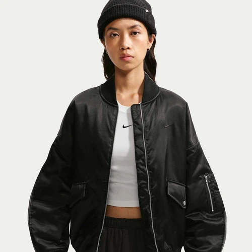 나이키 스포츠웨어 오버사이즈 봄버 재킷 W 블랙 다크 그레이 헤더