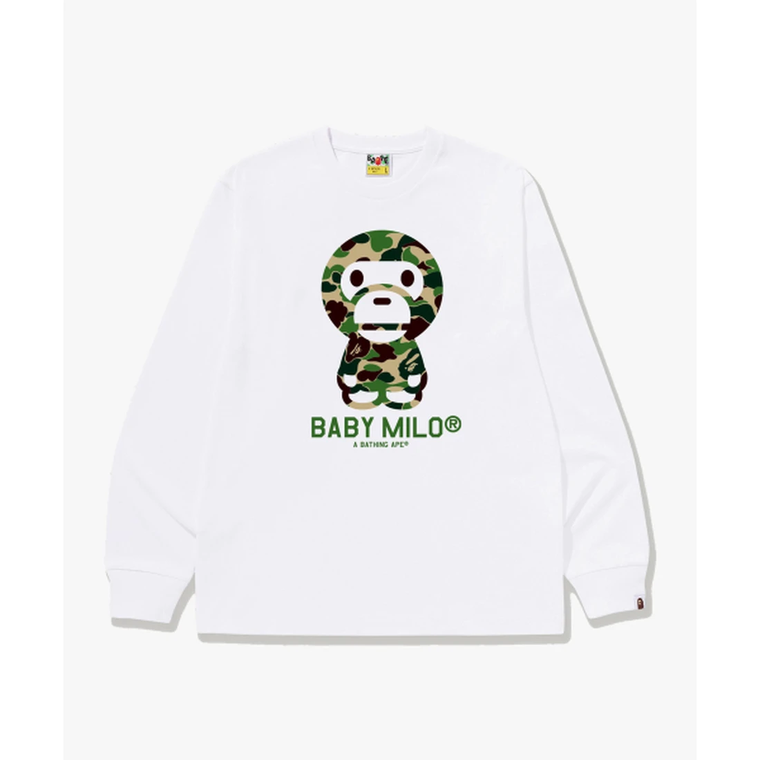 베이프 ABC 카모 베이비 마일로 롱슬리브 티셔츠 M 화이트 / 그린 002LTM801052MWH0